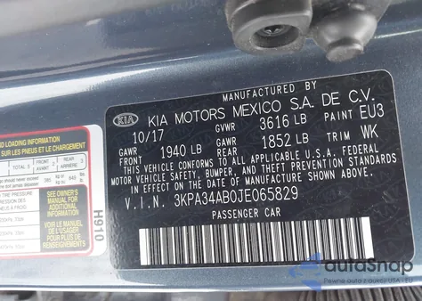 2018 Kia Rio Ex z USA, uszkodzony, nr VIN 3KPA34AB0JE065829